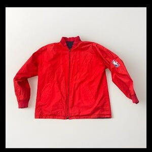 NBA Red Bomber Jacket Men’s XL Sewn Logo Full Zip Vintage Style